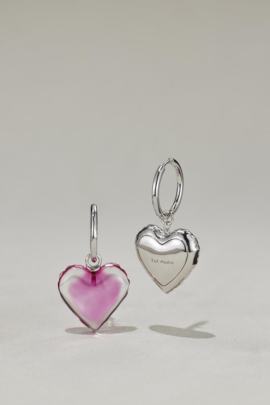 Lucite Dyed Heart Earrings