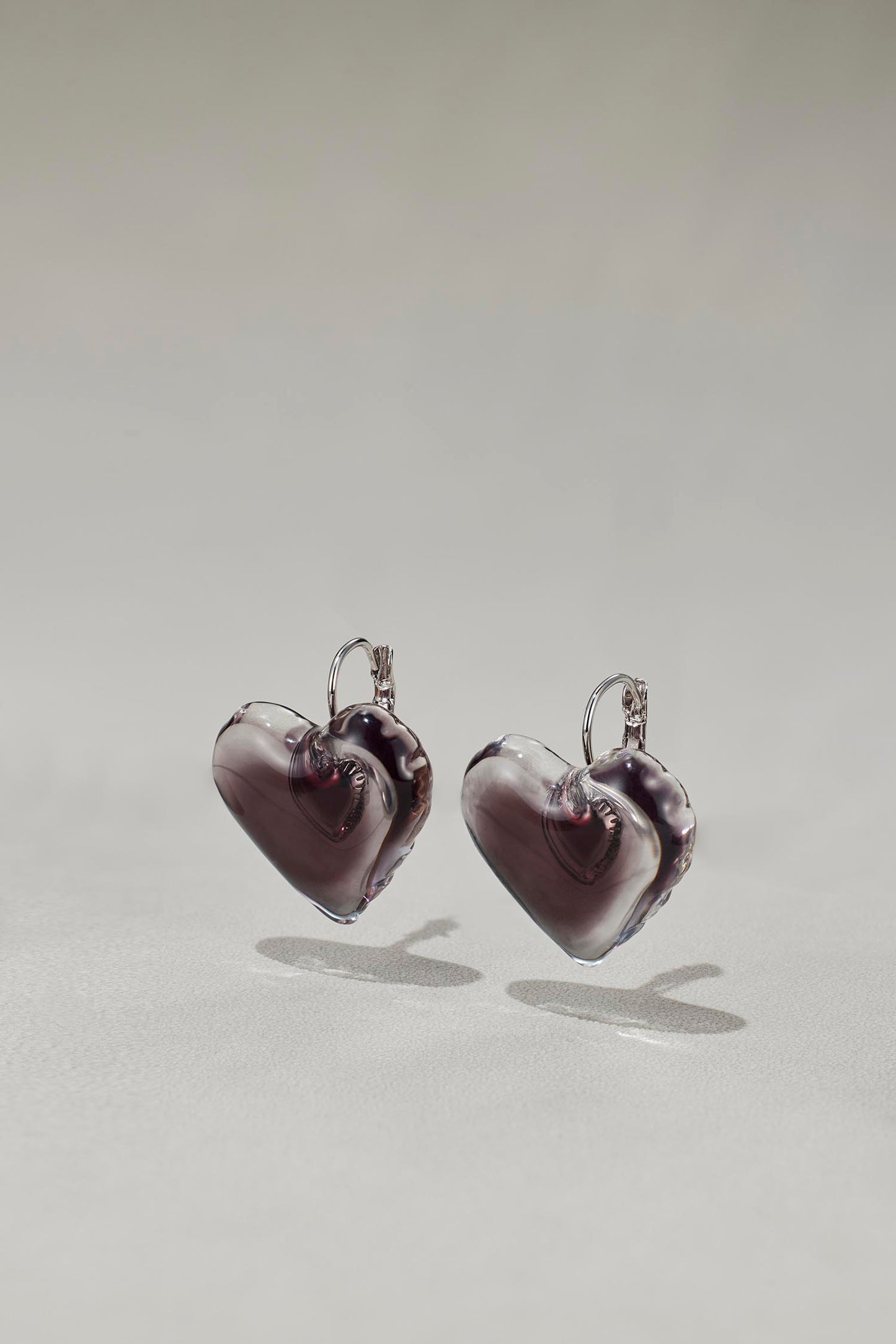 Gradient Lucite Heart-in-Heart Earrings