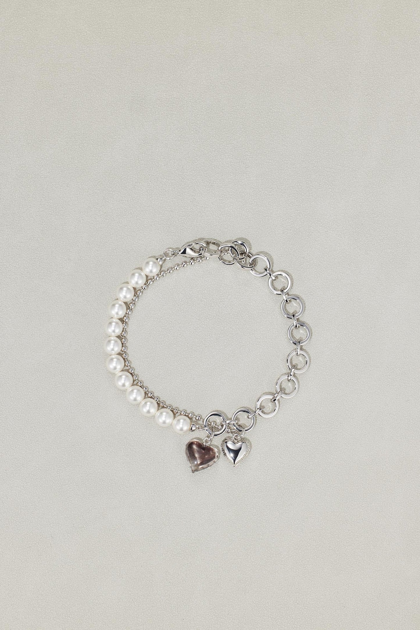 Pearl Lucite Dyed Heart Bracelet
