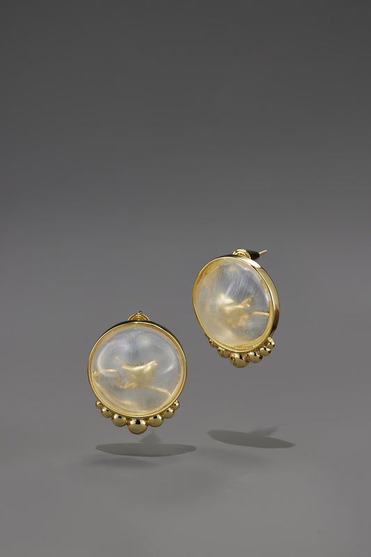 Retro Round Clear Stud Earrings