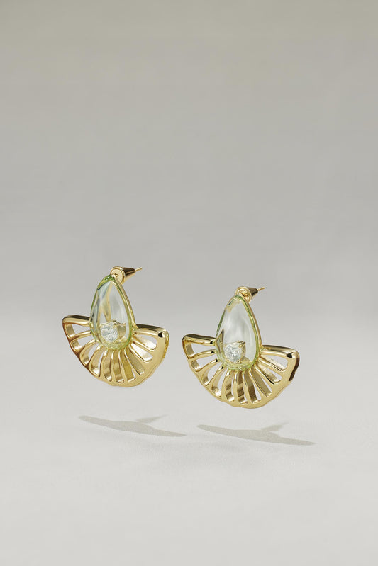 Retro Rhinestone Birds Lucite Hoop Earrings