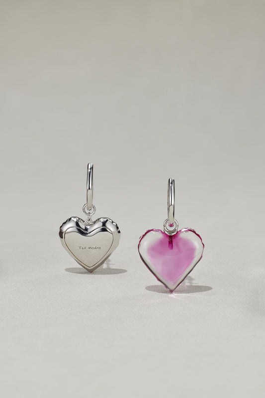 Lucite Dyed Heart Earrings