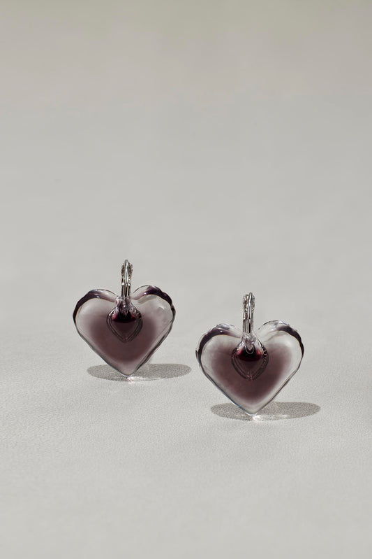 Gradient Lucite Heart-in-Heart Earrings