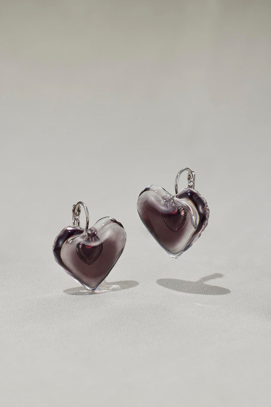 Gradient Lucite Heart-in-Heart Earrings