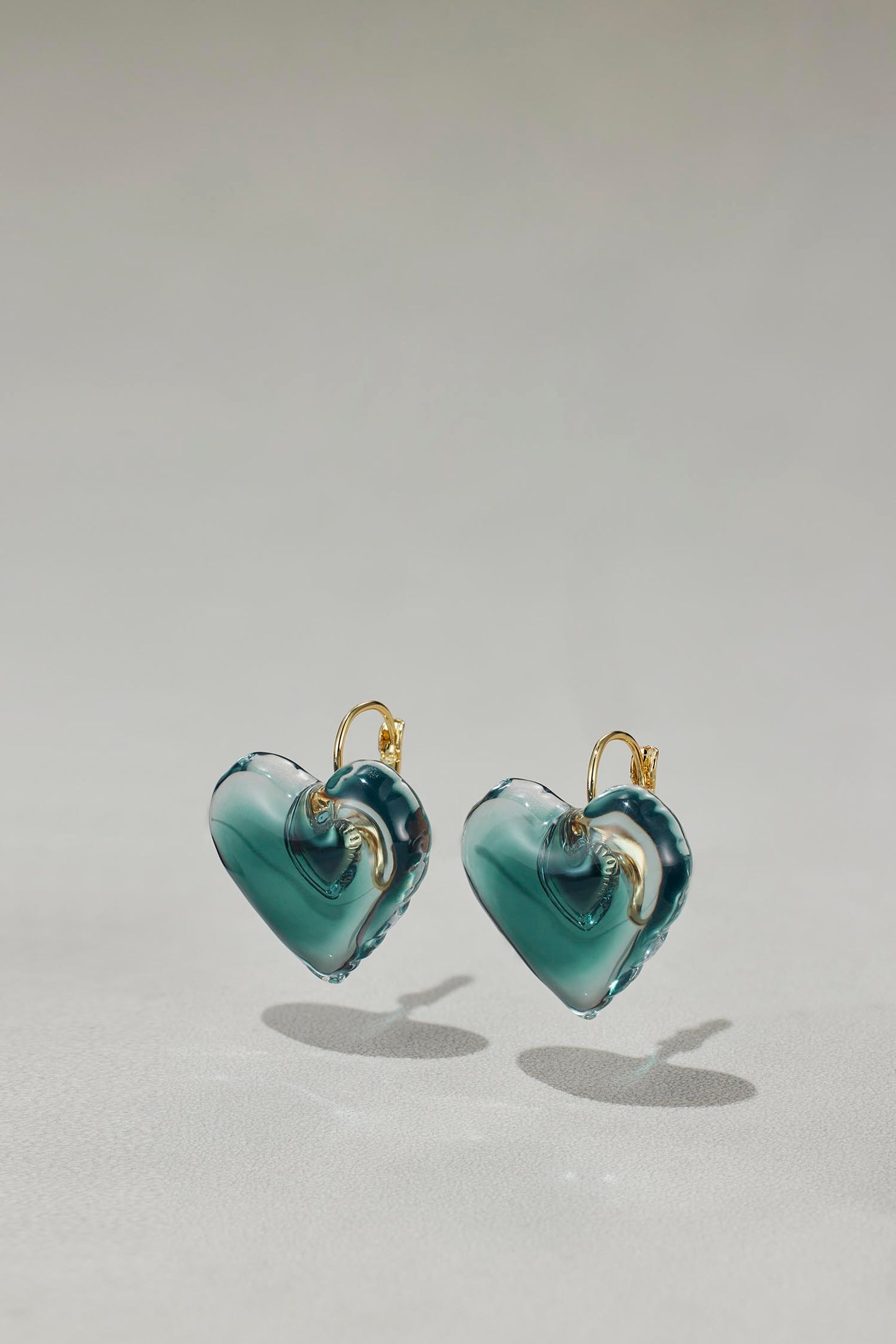 Gradient Lucite Heart-in-Heart Earrings