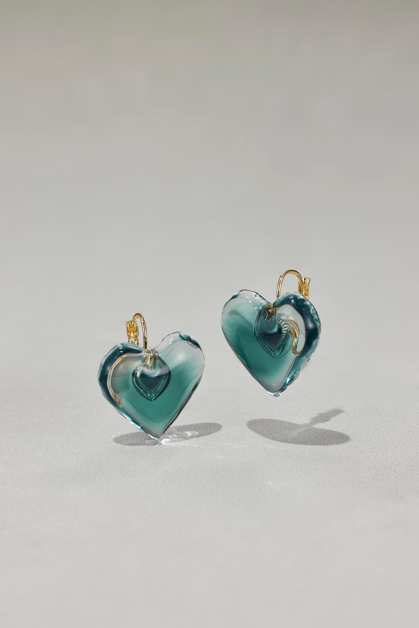 Gradient Lucite Heart-in-Heart Earrings