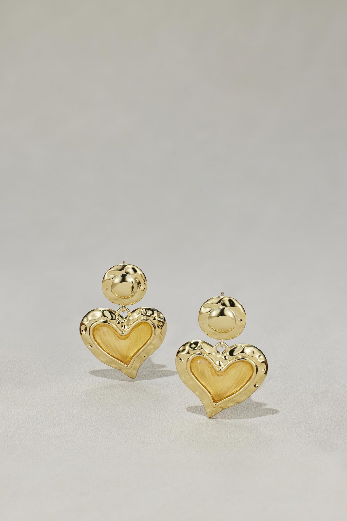 Golden Heart Retro Dangle Earrings