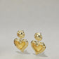 Golden Heart Retro Dangle Earrings