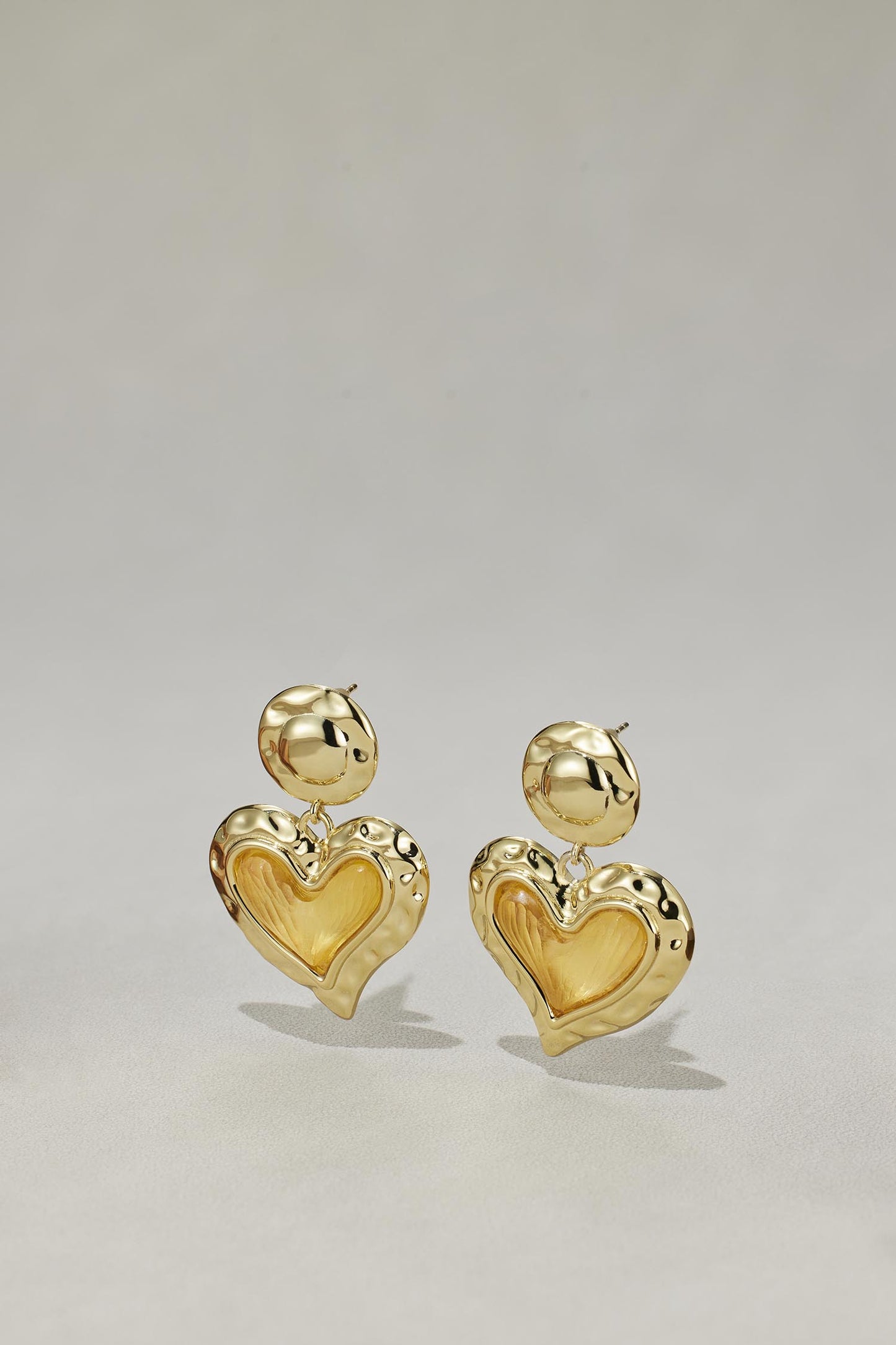 Golden Heart Retro Dangle Earrings