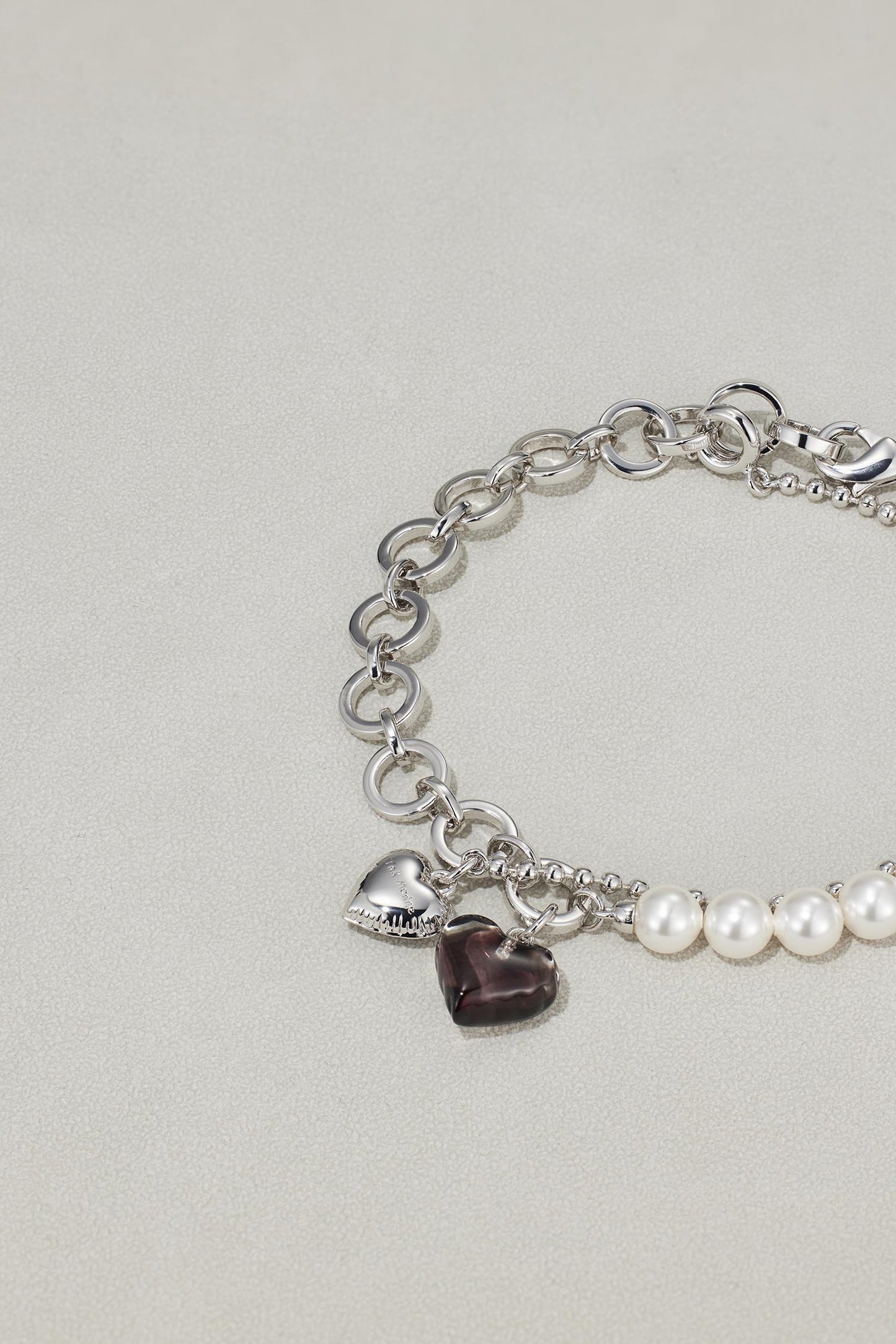 Pearl Lucite Dyed Heart Bracelet